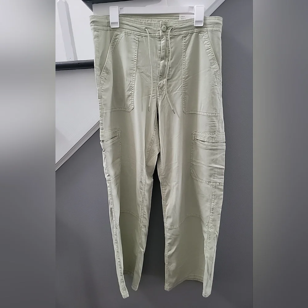 American Eagle Pants Womens 14 Baggy Wide Leg Green Super Hi Rise Stretch Flowy - Picture 2 of 5